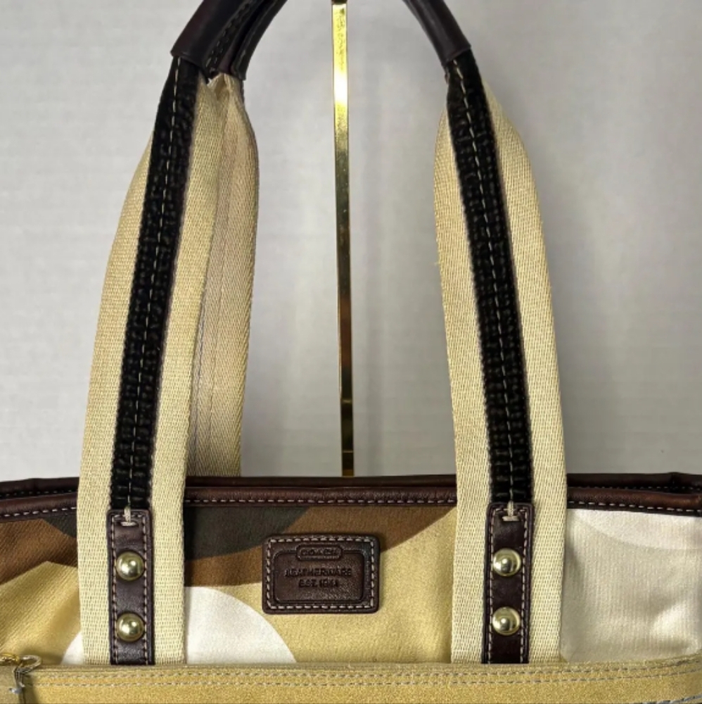 Coach Brown and Blue Satin Tote Bag - Picture 11 of 11